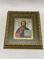 Икона в деревянном окладе офсет, позолота, защитное стекло 19,5*22,5 см