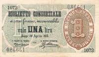 (№1874P-2) Банкнота Италия 1874 год "1 Lira"