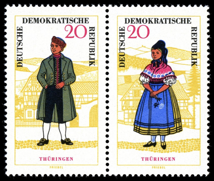 (1964-080) Лист (2 м) Германия (ГДР) &quot;Тюрингия&quot;    Национальные костюмы III O