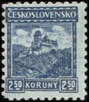 (1927-010) Марка Чехословакия "Карлштейн (Синяя)"    Ланшафты III O