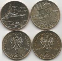 232 242 2 монеты по 2 злотых Набор монет Польша 2012 год   UNC