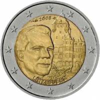 (006) Монета Люксембург 2008 год 2 евро "Замок Берг"  Биметалл  UNC