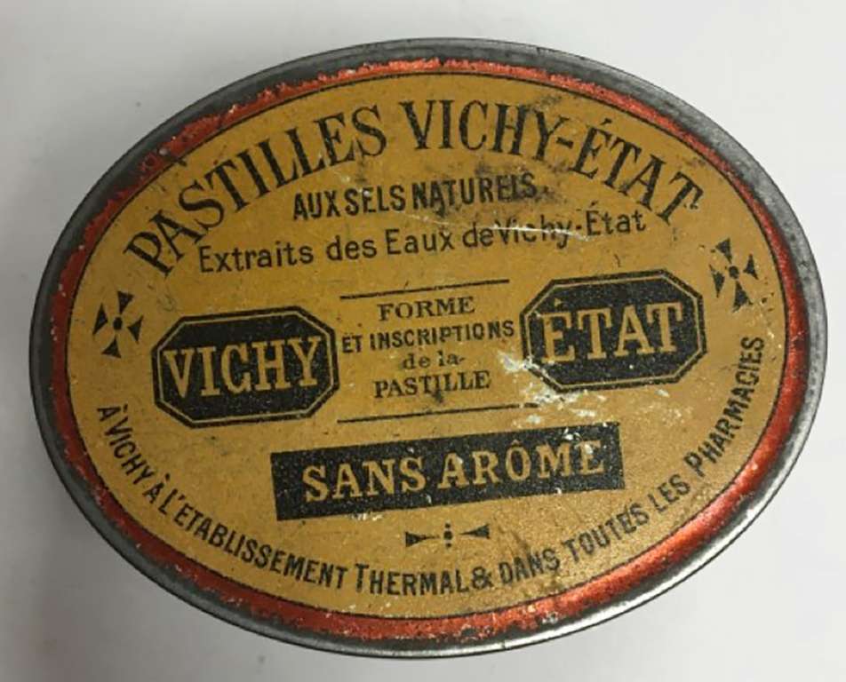 Жестяная банка Etablissement Thermal de Vichy, 1920 г.(сост. на фото)
