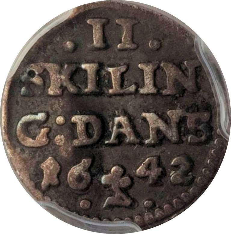 (№1641km20) Монета Норвегия 1641 год 2 Skilling