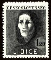 (1947-010) Марка Чехословакия "Страдающая женщина (Черная)"    5-я годовщина разрушения Лидице II O