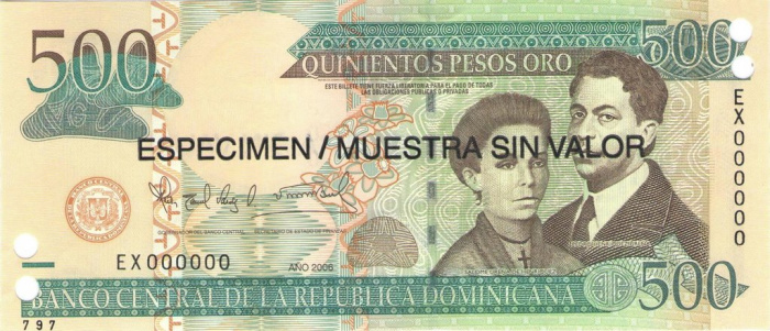 (№2006P-179s.1) Банкнота Доминиканская Республика 2006 год &quot;500 Pesos Oro&quot;