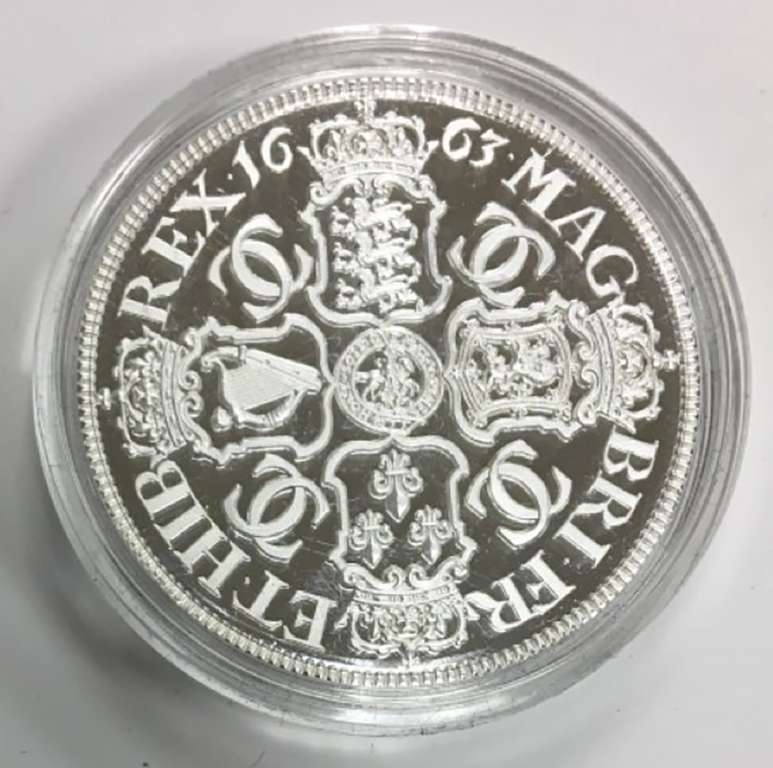(Реплика) Монета Чехия 1663 год 1 крона &quot;Крона Карла II&quot;  Серебрение  PROOF