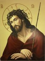 Икона "Христос в терновом венце", дерево, полиграфия (сост. на фото)