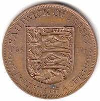 (1966) Монета Остров Джерси 1966 год 1/12 шиллинга "Завоевания Вильгельма I. 900 лет"  Медь Медь  VF