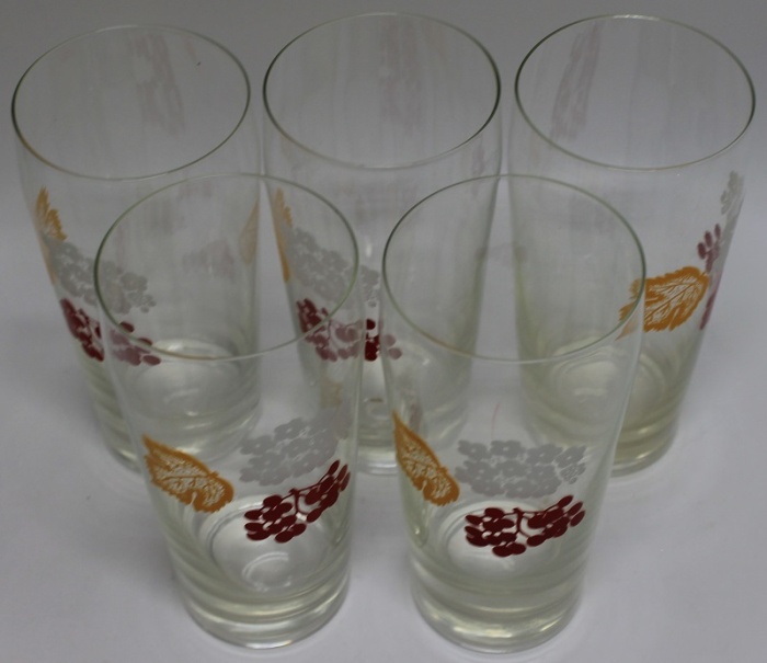 Набор стаканов "Осень",  некомплект, стекло, 5 шт., СССР (сост. на фото)