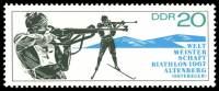 (1967-008) Марка Германия (ГДР) "Стрельба стоя"    ЧМ по биатлону, Альтенберг II Θ