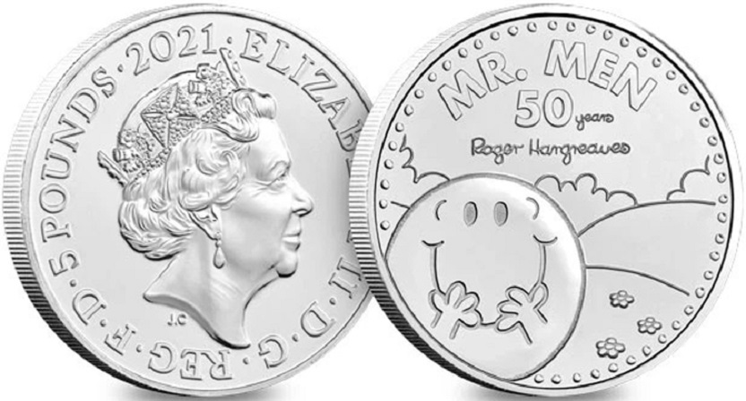 (2021) Монета Великобритания 2021 год 5 фунтов &quot;Мистер Мэн&quot;  Медь-Никель  Буклет