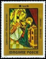 (1973-080) Марка Венгрия "Благовещение"    Картины неизвестных венгерских мастеров II Θ
