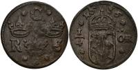(1636) Монета Швеция 1636 год 1/4 эре   Медь  VF