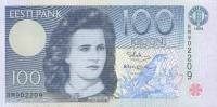 (,) Банкнота Эстония 1994 год 100 крон "Лидия Койдула"   UNC