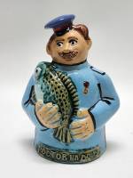 Сувенир колокольчик керамика Казак с рыбой Ростов на Дону