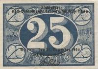 (№1919) Банкнота Германия 1919 год "25 Pfennig"