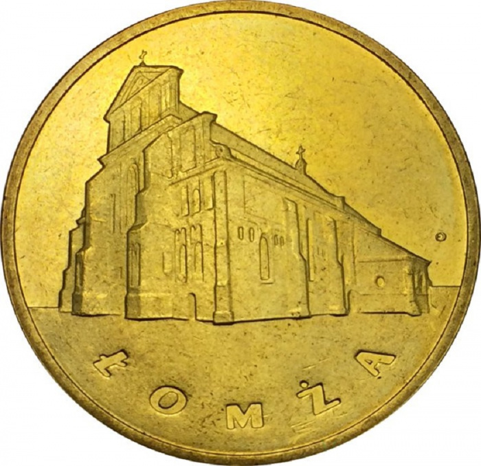(134) Монета Польша 2007 год 2 злотых &quot;Ломжа&quot;  Латунь  UNC