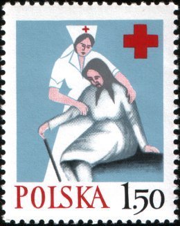 (1977-001) Марка Польша "Помощь пожилым"    Польский красный крест II &Theta;