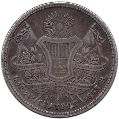 () Монета Гватемала 1863 год   &quot;&quot;     VF