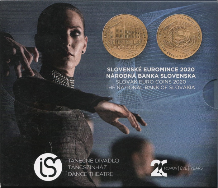 (2020, 8 монет + жетон) Набор монет Словакия 2020 год &quot;Театр танца&quot;   Буклет