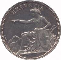 (№1855xs3) Монета Швейцария 1855 год 5 Francs (Золотурн)