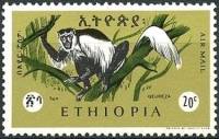 (№1966-534) Марка Эфиопия 1966 год "Покрытый Guereza abyssinicus Колобус", Гашеная