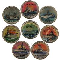 (8 монет по 2 злотых) Набор монет Польша 2012-2013 год "Корабли"   COLOR