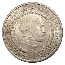 (1921) Монета Швеция 1921 год 2 кроны &quot;Независимость. 400 лет&quot;  Серебро Ag 800  XF