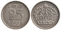 (1952) Монета Швеция 1952 год 25 эре   Серебро Ag 400  XF