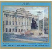 (1973-039) Блок марок  Куба "Памятник Копернику"    500 лет со дня рождения Коперника III Θ