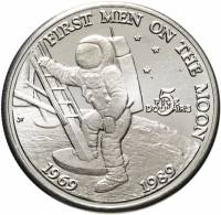 (1989) Монета Маршалловы Острова 1989 год 5 долларов "Первый человек на Луне"  Мельхиор  UNC