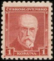 (1930-003) Марка Чехословакия "Т. Массарик (Красная)"    Президент Массарик (Стандартный выпуск) II 