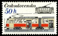 (1986-037) Марка Чехословакия "Локомотивы и трамваи КТ 8"    Рельсовый транспорт II Θ