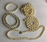 Ожерелье и браслет из жемчуга натурального, 5 предметов набор