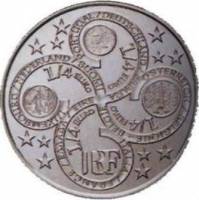 (№2003km1991) Монета Франция 2003 год frac14; Euro (Первая годовщина Евро)