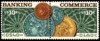 (№1975-1187) Лист марок США 1975 год "Банковского и коммерции", Гашеный