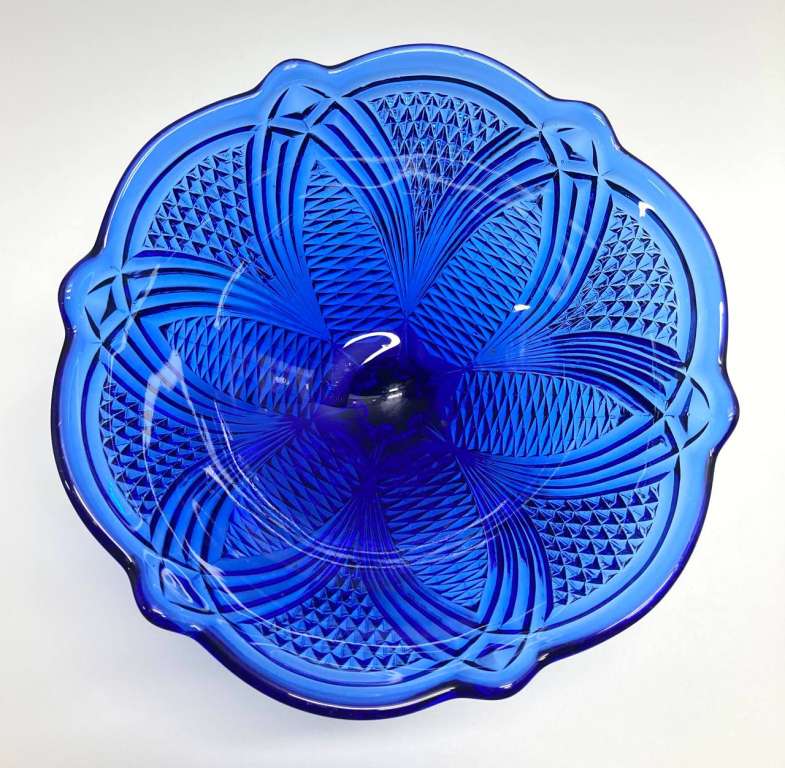 Фруктовница на ножке, стекло, Кобальт, СССР