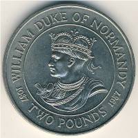 () Монета Остров Гернси 1987 год 2 фунта ""   AU