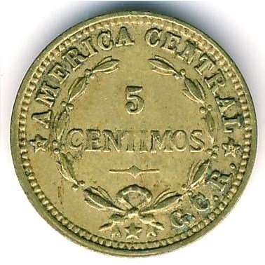  Монета Коста-Рика 1920 год 5     Латунь  UNC