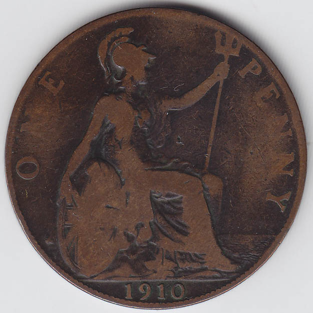 (1910) Монета Великобритания 1910 год 1 пенни &quot;Эдуард VII&quot;  Бронза  VF