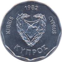 (№1982km50.2) Монета Кипр 1982 год 5 Mils (большой год)
