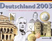 (2003d, 8 монет + марки) Набор монет Германия (ФРГ) 2003 год "Годовой набор"   PROOF Буклет