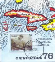 (1976-075) Блок марок  Куба "Пейзаж"    Выставка почтовых марок, Сьенфуэгос III Θ