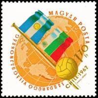 (1962-019) Марка Венгрия "Аргентина и Болгария"    ЧМ по футболу 1962, Чили III Θ