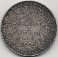 (1843) Монета Германия (Вюртемберг) 1843 год 3 1/2 гульдена 2 талера "Вильгельм I"  Серебро Ag 900  