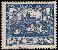 (1918-013) Марка Чехословакия "Собор Св. Николая (Синяя)" Перф лин 11½    Градчаны (Стандартный выпу