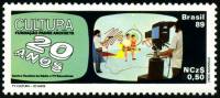 (№1989-2306) Марка Бразилия 1989 год "20 лет ТВ Культура", Гашеная