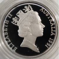 () Монета Австралия 1991 год 5  ""   Биметалл (Серебро - Ниобиум)  UNC