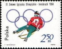 (1964-006) Марка Польша "Санный спорт"   Зимние Олимпийские Игры 1964, Инсбрук II Θ